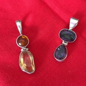 2 Gemstone pendents set in .925 sterling silver